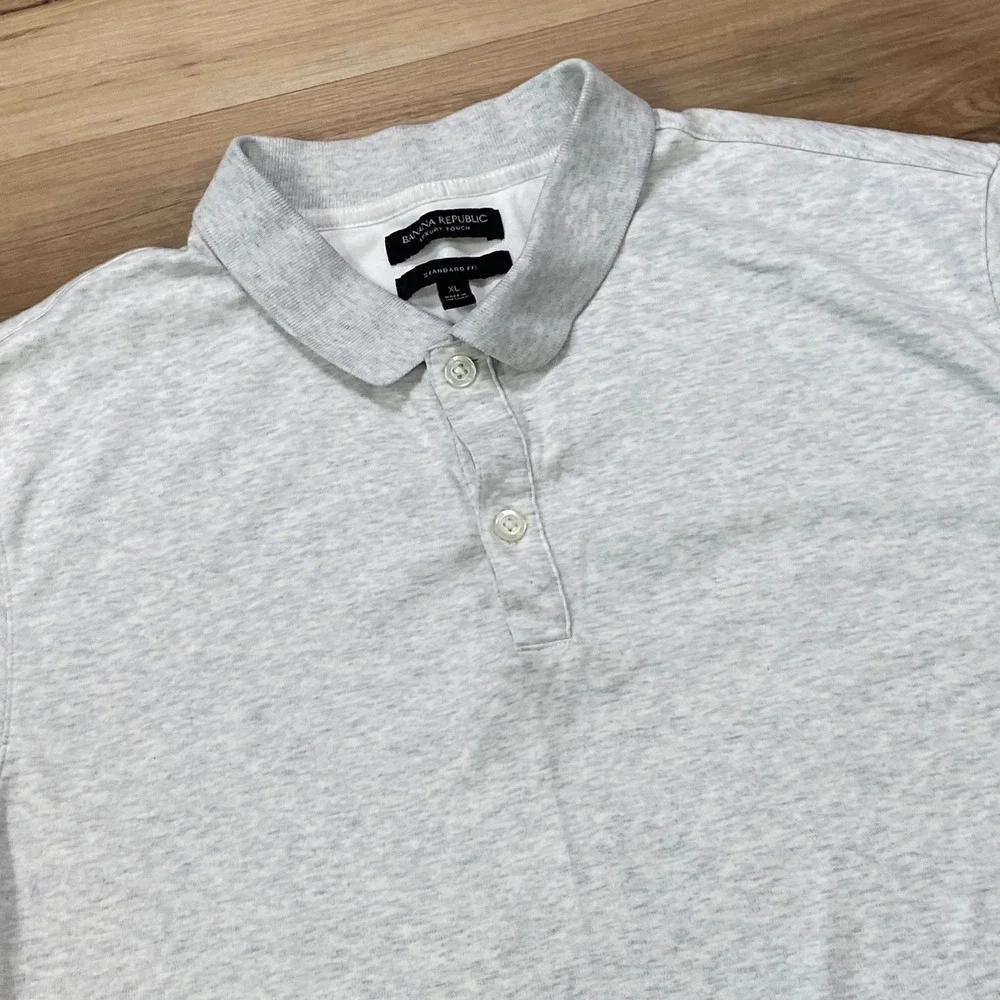 Banana Republic Polo Shirt XL Luxury Touch Cotton Standard Fit Gray Short Sleeve